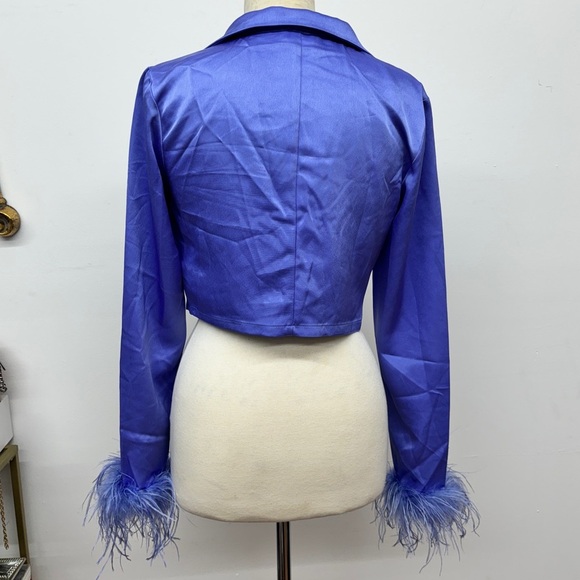 Purple Feathered Two-Piece Set sz Large - Picture 10 of 14